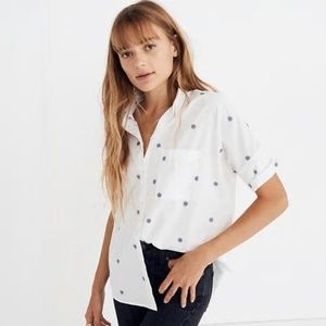 MADEWELL Blue Daisy Embroidered Courier Shirt